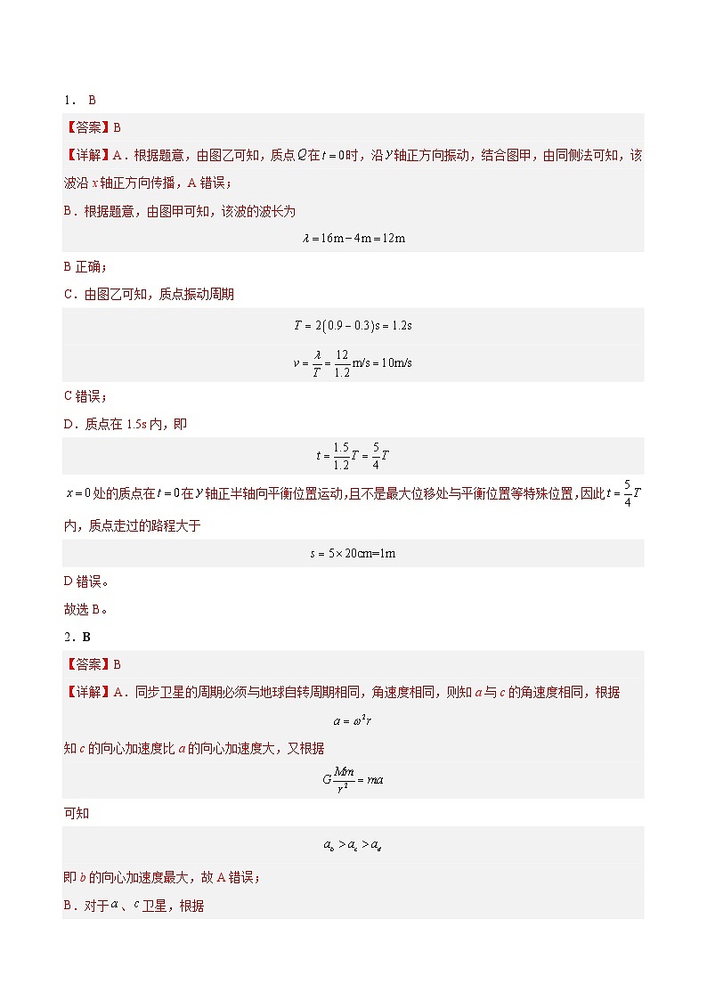 黄金卷06-【赢在高考·黄金8卷】备战2024年高考物理模拟卷（广东卷专用）（参考答案）第1页