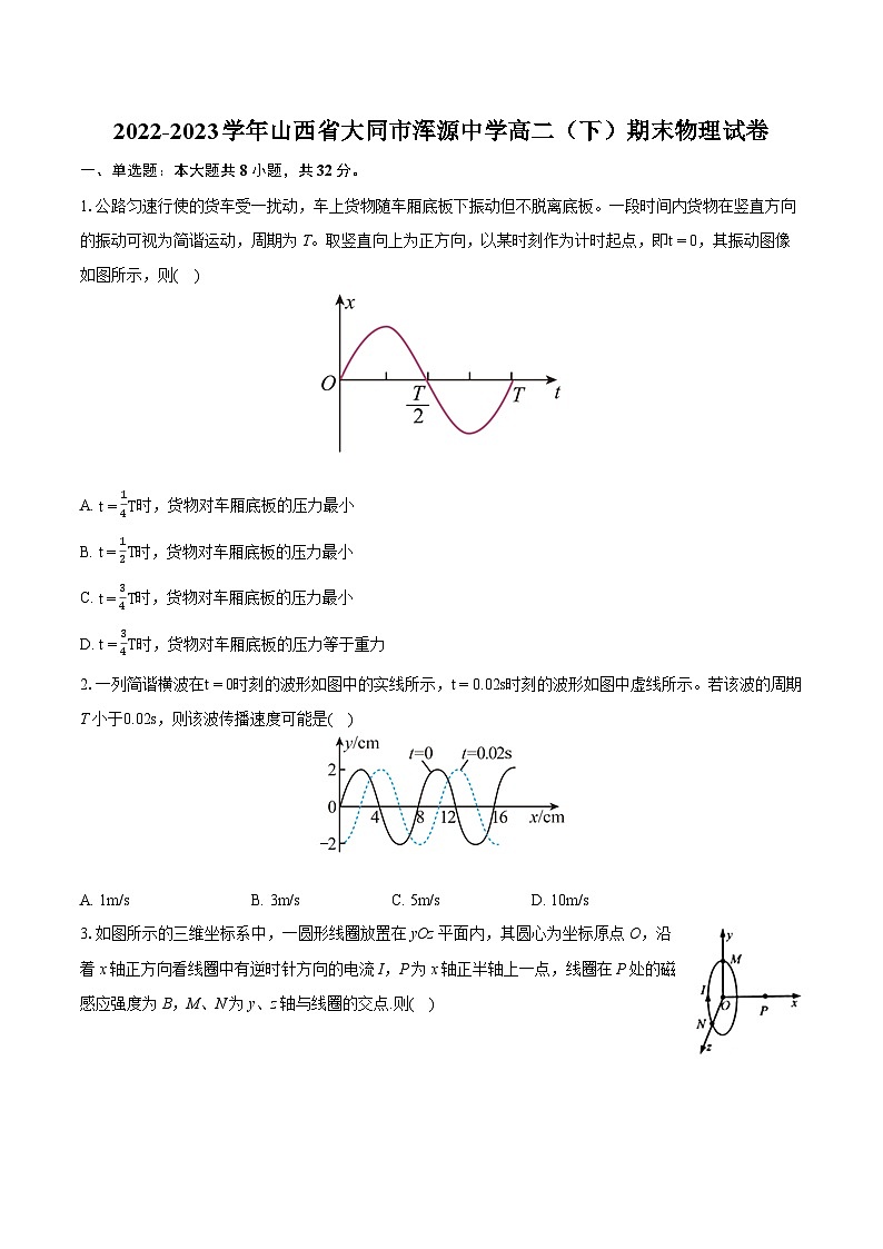 2022-2023学年山西省大同市浑源中学高二（下）期末物理试卷（含详细答案解析）01
