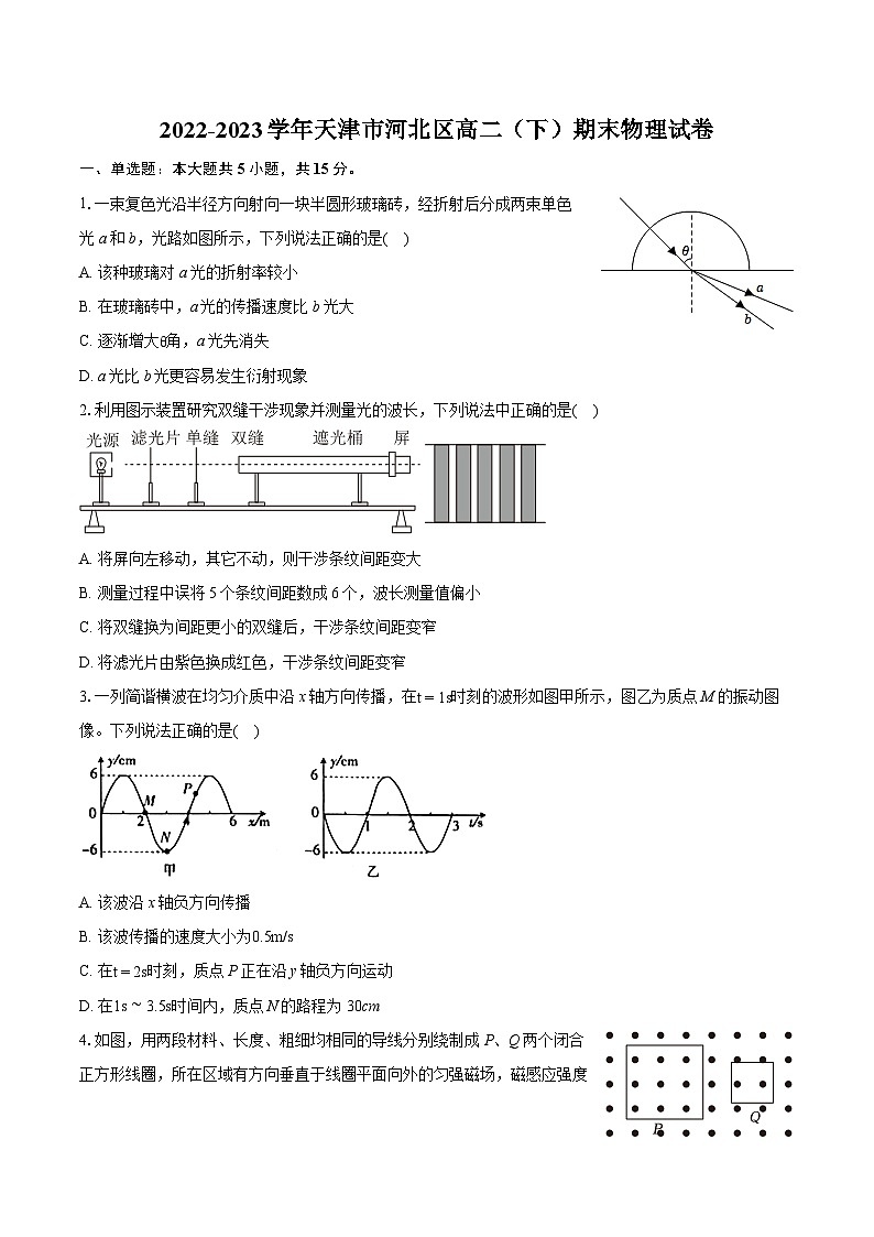 2022-2023学年天津市河北区高二（下）期末物理试卷（含详细答案解析） (1)01
