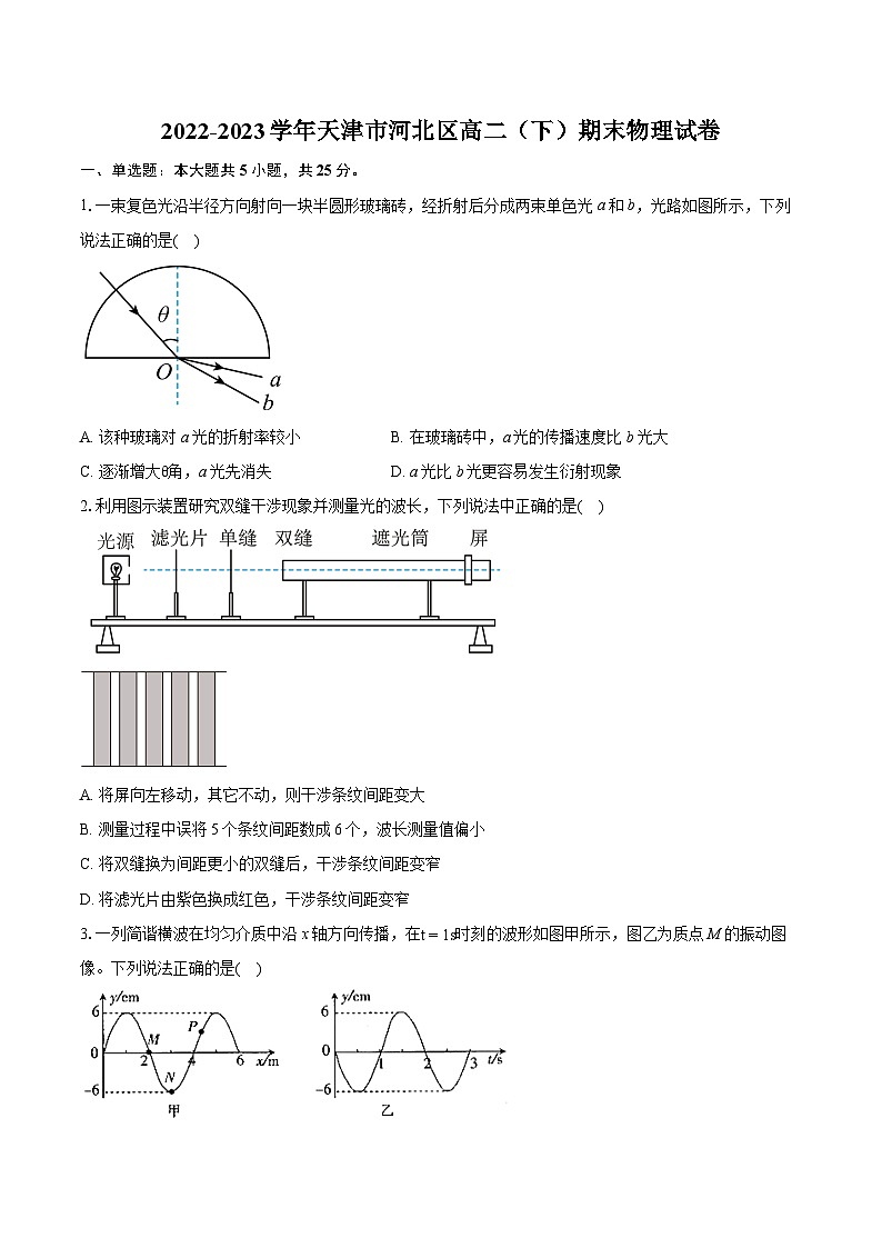 2022-2023学年天津市河北区高二（下）期末物理试卷（含详细答案解析）01