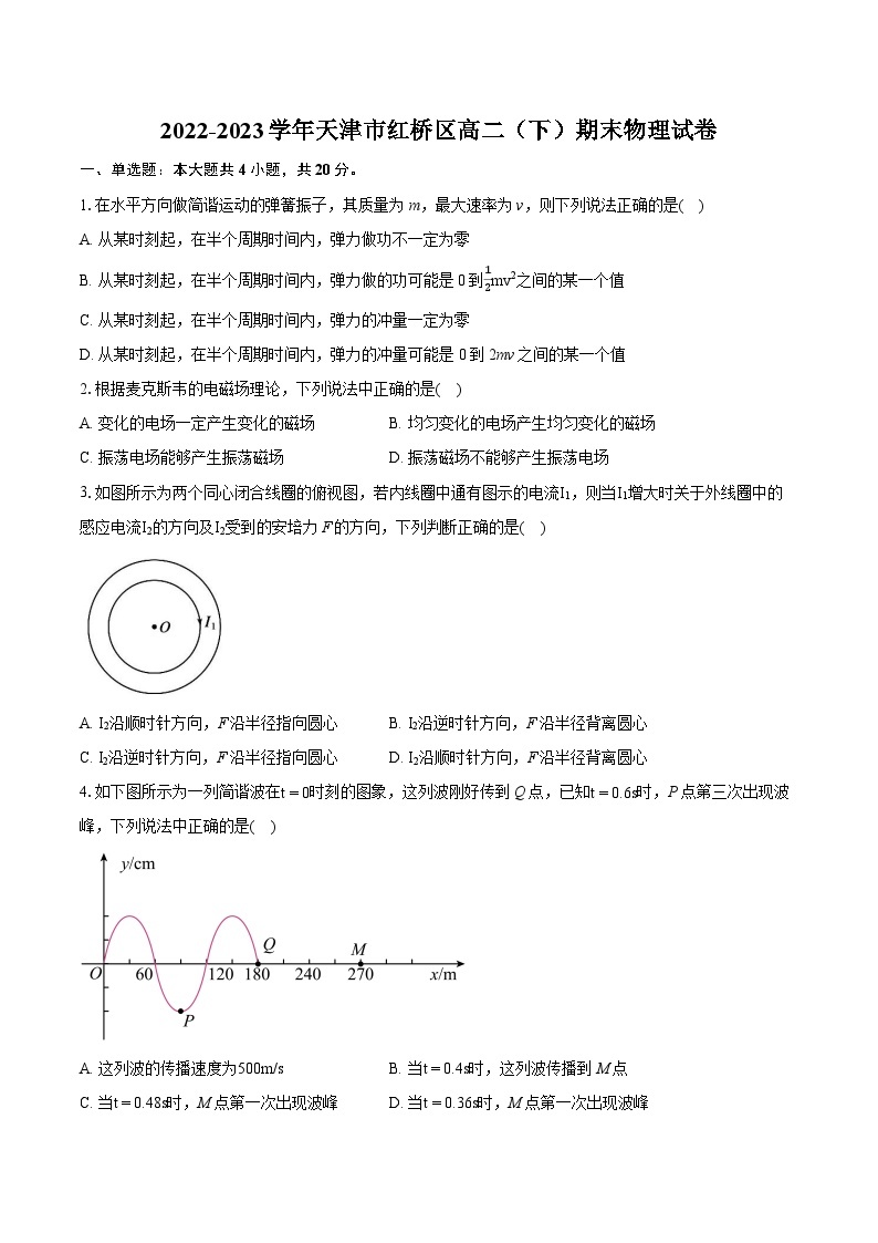 2022-2023学年天津市红桥区高二（下）期末物理试卷（含详细答案解析） (1)01