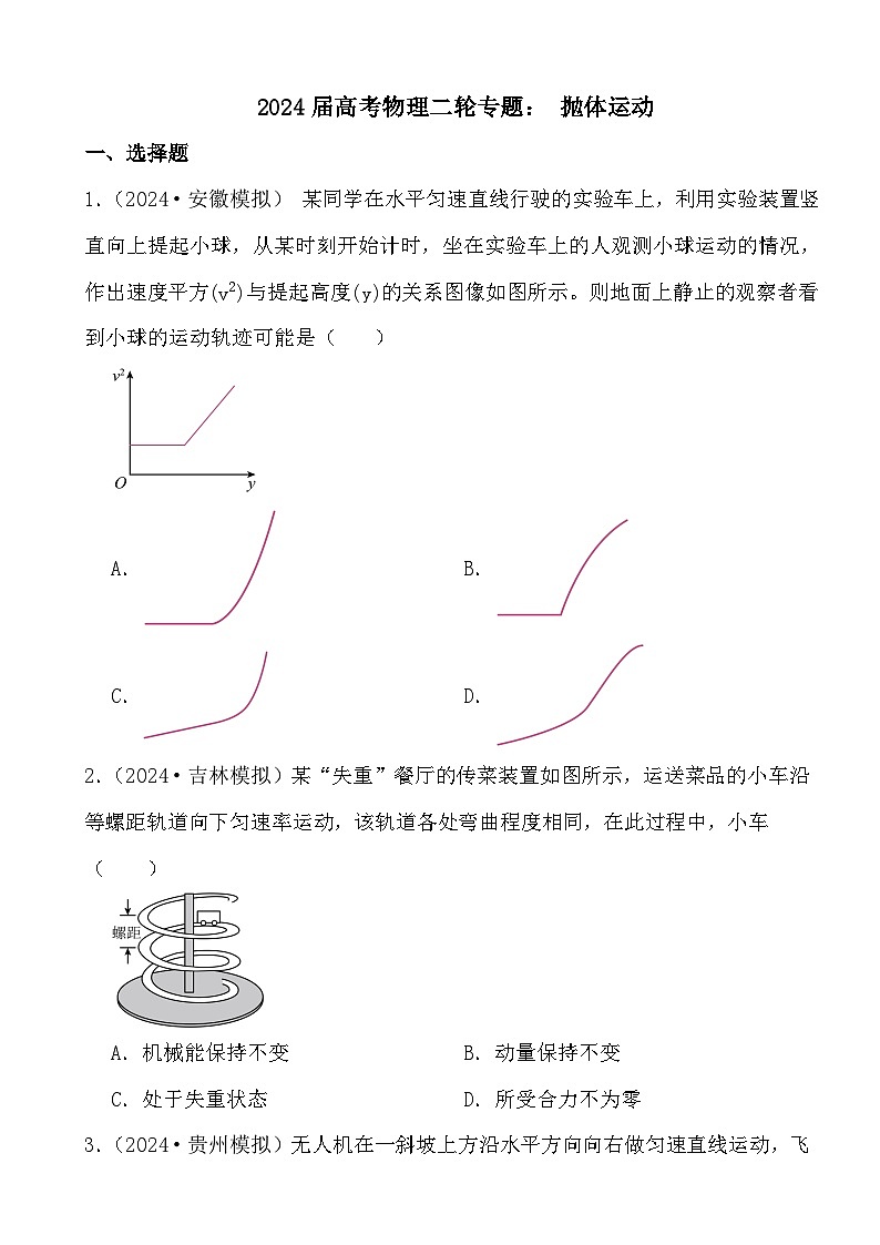 2024届高考物理二轮专题： 抛体运动第1页