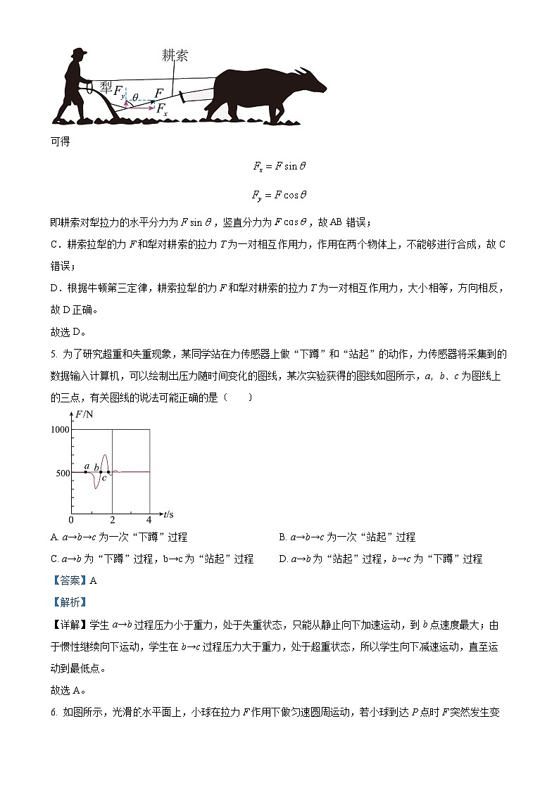 安徽省合肥六校2023-2024学年高一上学期期末联考物理试卷 Word版含解析第3页