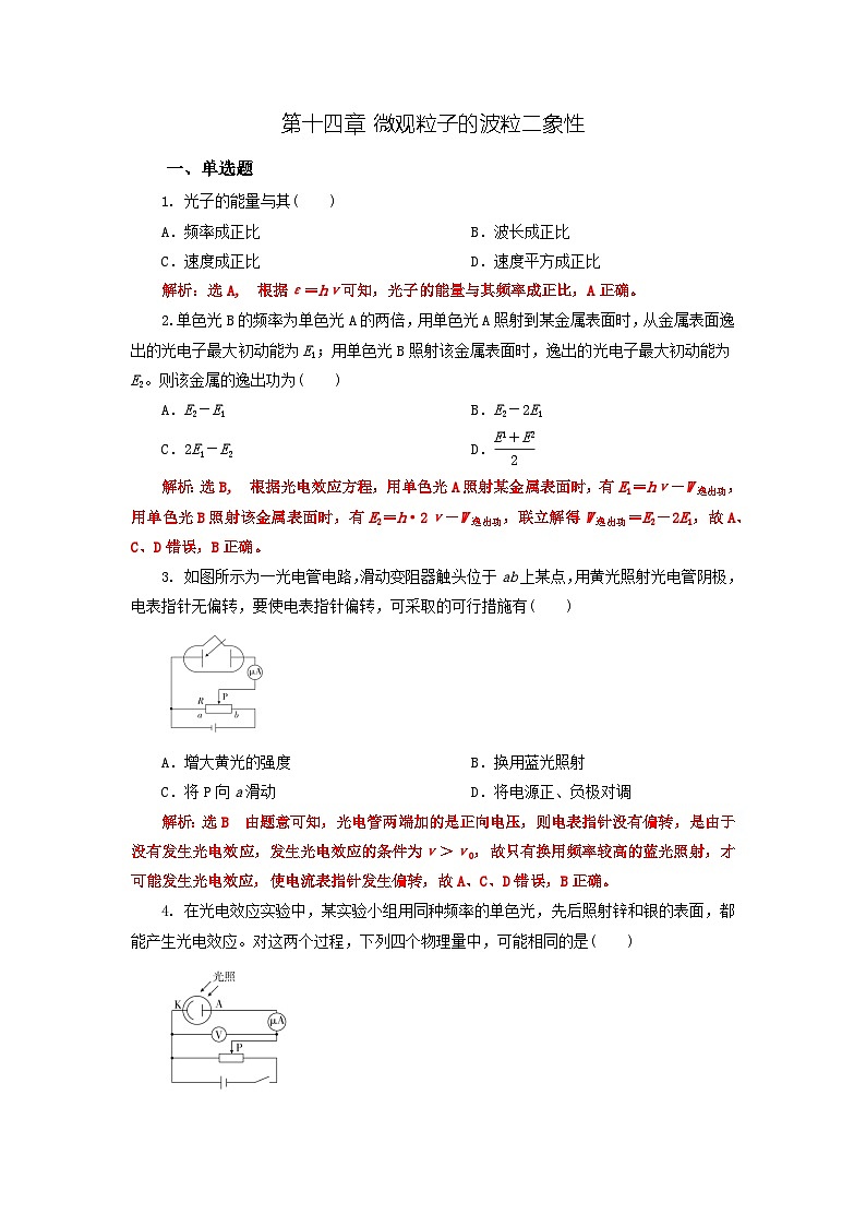 第十四章 微观粒子的波粒二象性（解析版）第1页
