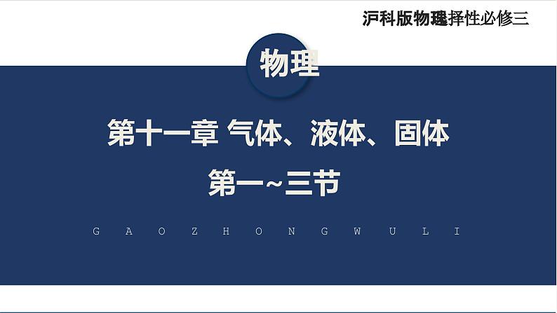 【沪科版】物理选修三  11.1~11.3 气体、液体和固体（课件+练习）01