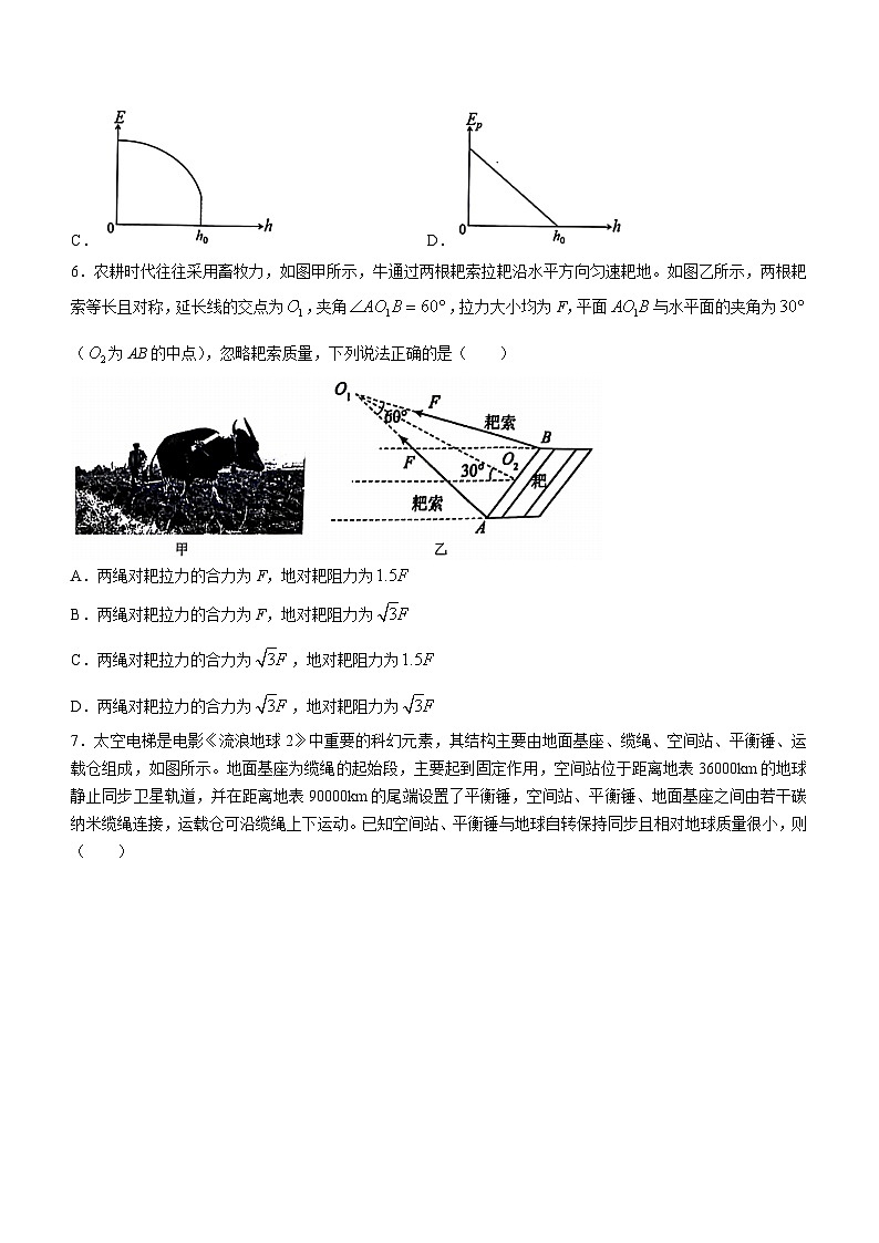 2024浙江省新阵地教育联盟高三下学期开学考试物理含答案03
