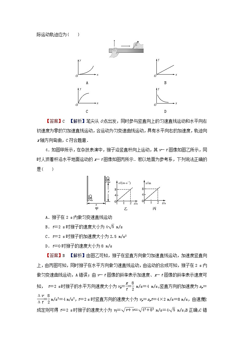 2024春高中物理第五章抛体运动2运动的合成与分解课后提升训练（人教版必修第二册）02