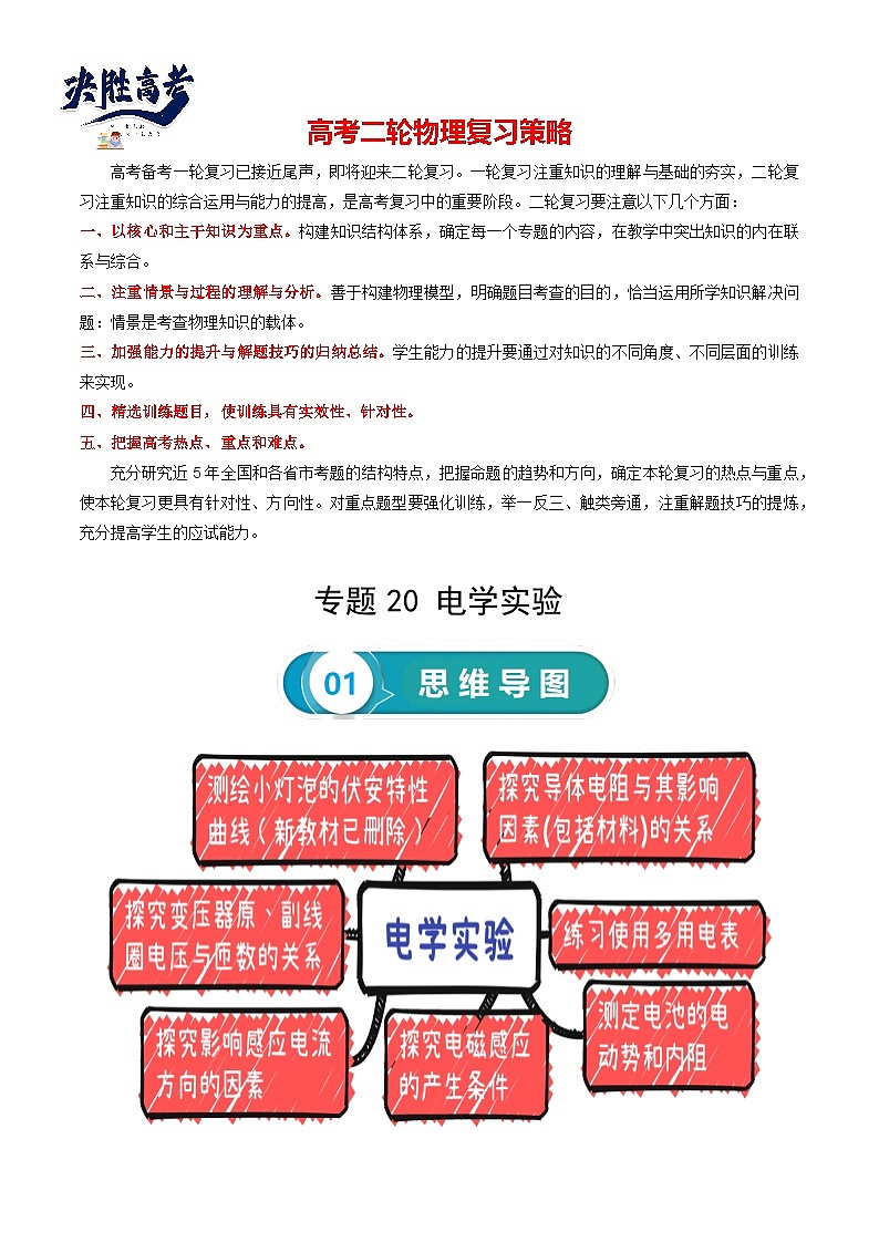 【讲通练透】2024高考物理知识大盘点 专题20 电学实验第1页