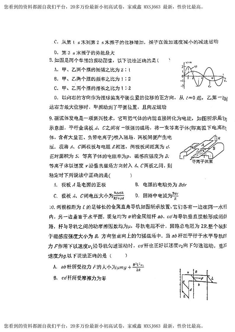 11，辽宁省葫芦岛市东北师范大学连山实验高中2023-2024学年高二下学期开学考试物理试题第3页