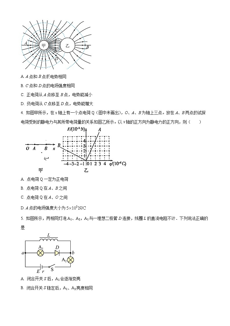 精品解析：浙江省杭州第四中学（下沙校区）2023-2024学年高二上学期期末物理试题（原卷版）第2页