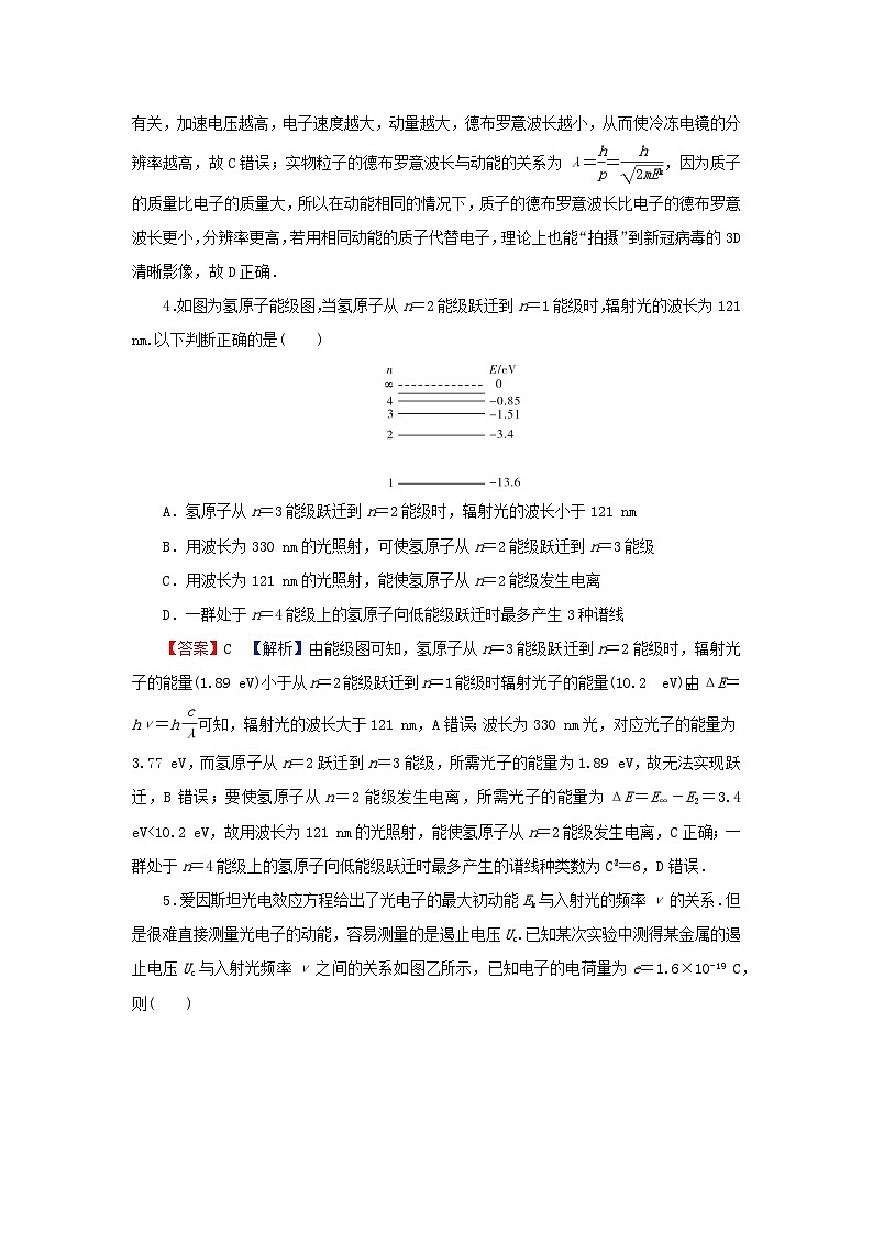 2024春高中物理第五章原子与原子核专练3波粒二象性和原子结构（粤教版选择性必修第三册）02