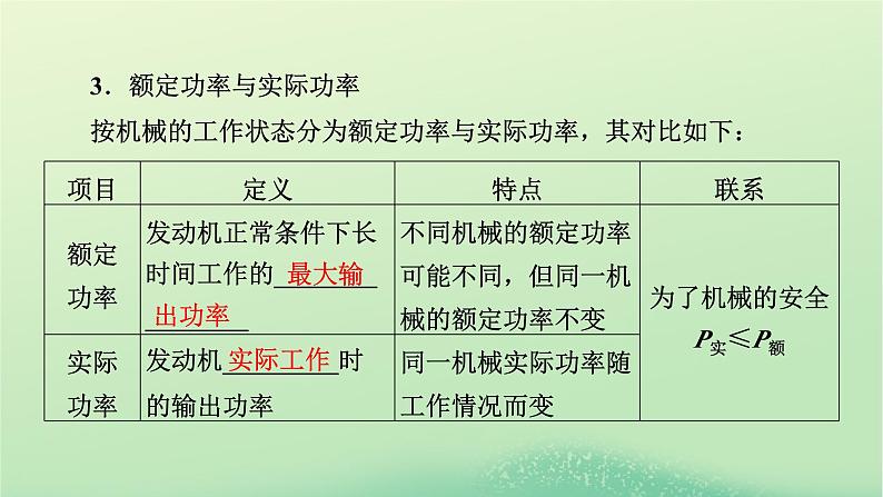 2024春高中物理第四章机械能及其守恒定律第二节功率课件（粤教版必修第二册）第7页