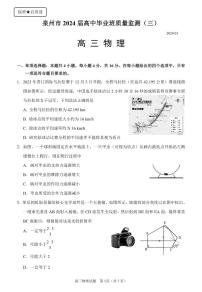 2024届泉州高三下学期3月市质检物理试题+答案