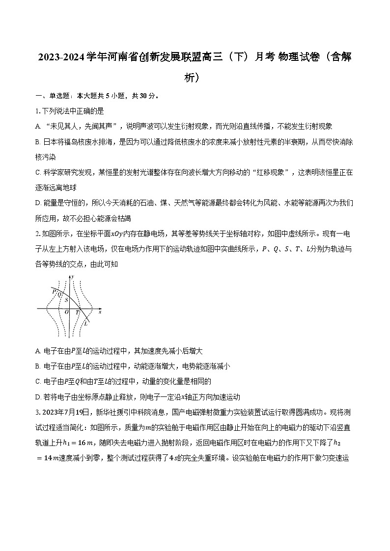 2023-2024学年河南省创新发展联盟高三（下）月考 物理试卷（含解析）第1页