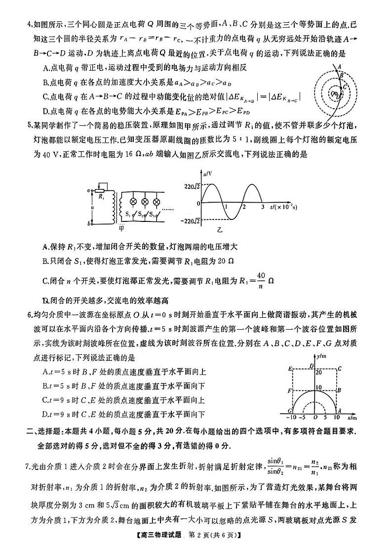 湖南天壹联盟三湘名校2023-2024学年高三下学期入学摸底考试 物理第2页