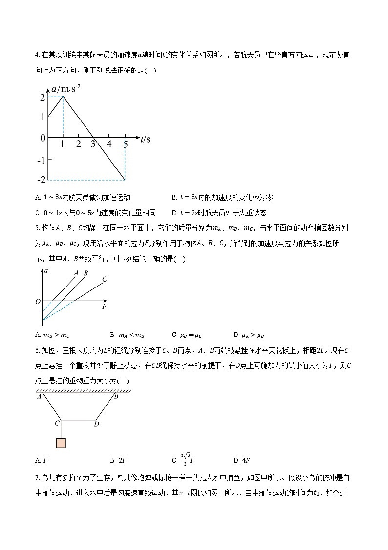 2023-2024学年河北省张家口市尚义县第一中学等校高一（下）开学收心联考物理试卷（含解析）02