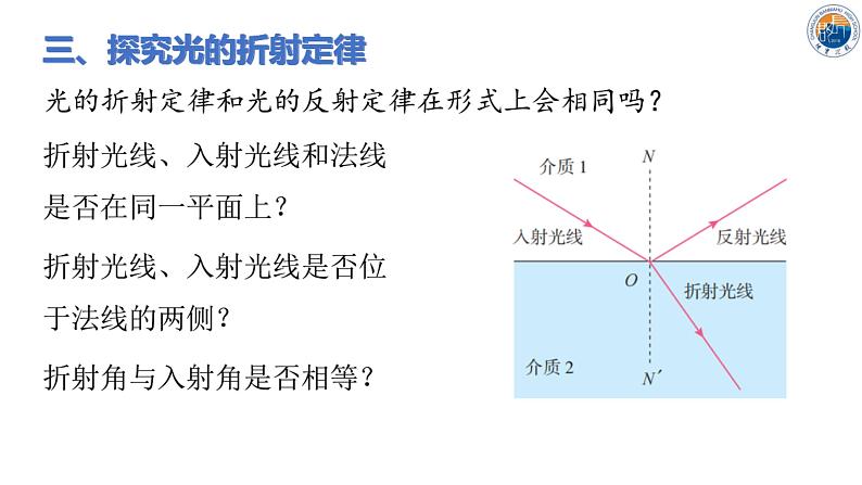 人教版高中物理实验教学课件  光的折射08