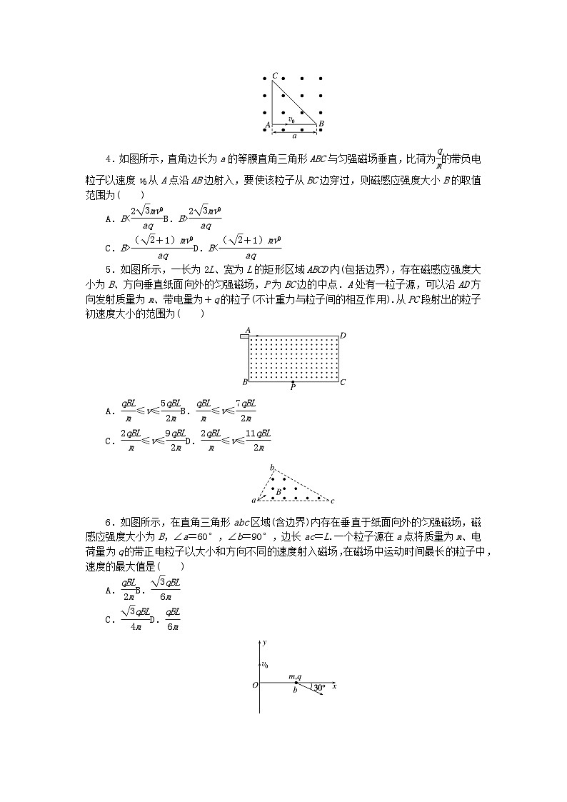2023版新教材高中物理第一章磁吃电流的作用专项8带电粒子在匀强磁场中运动的临界问题课时作业教科版选择性必修第二册第2页