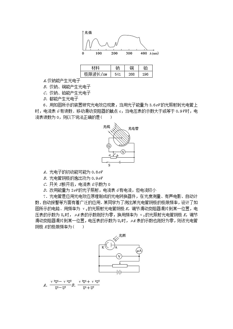 2023版新教材高中物理第四章原子结构和波粒二象性微点4爱因斯坦光电效应方程的应用课时作业新人教版选择性必修第三册第2页