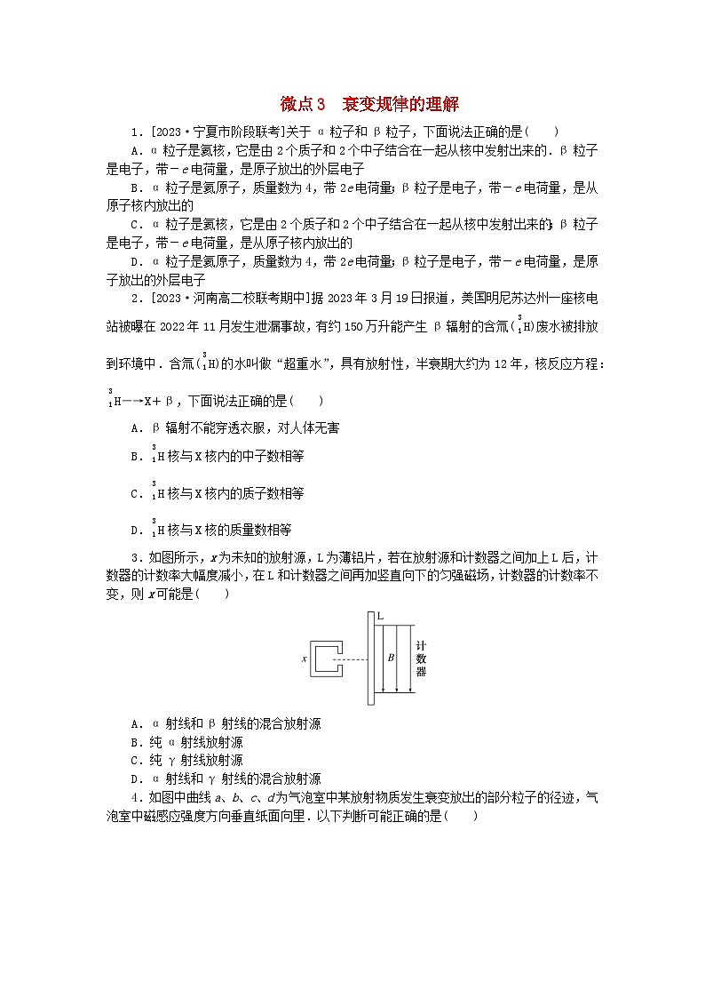 2023版新教材高中物理第五章原子核微点3衰变规律的理解课时作业新人教版选择性必修第三册第1页