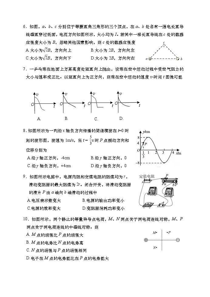 2023年上海市奉贤区高三物理等级考(高考)一模试卷含答案及评分标准02