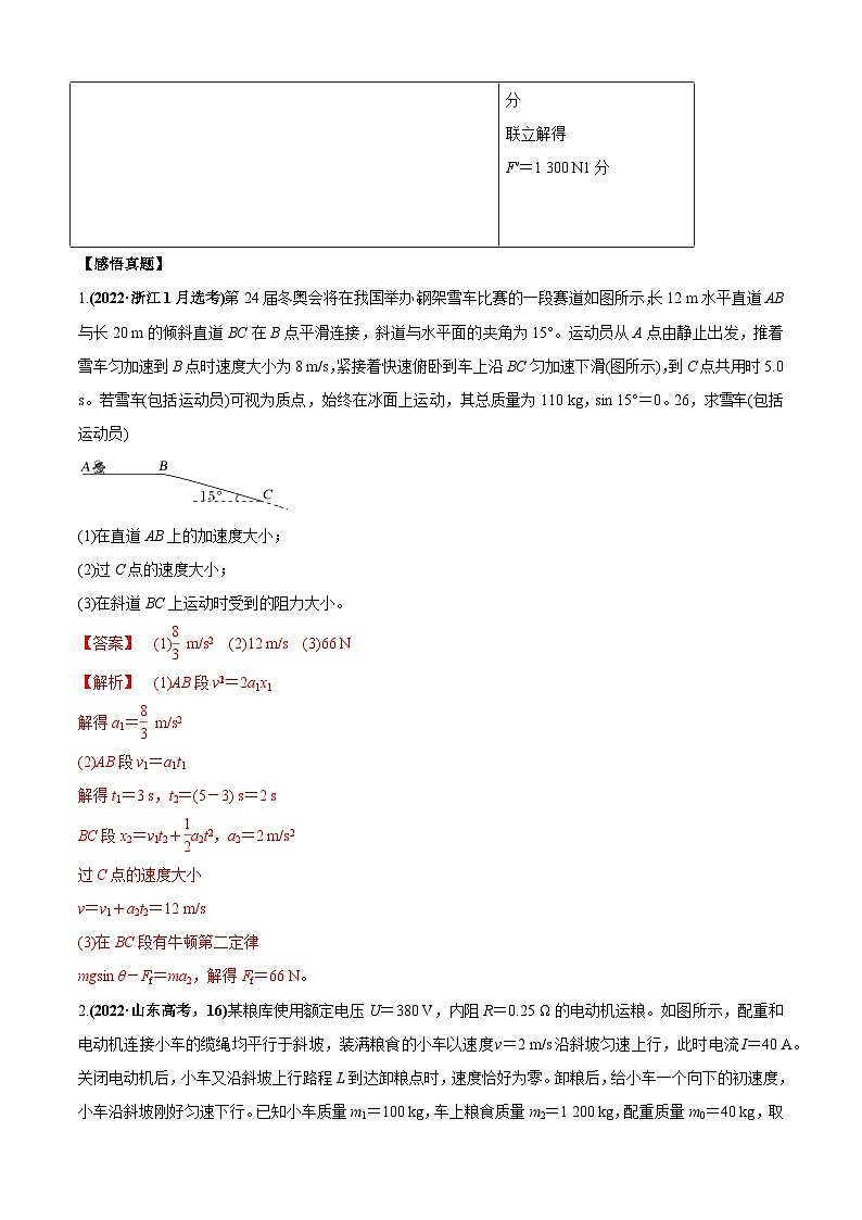 专题7.2 力学计算题的命题视角-2023届高考物理二、三轮复习总攻略03