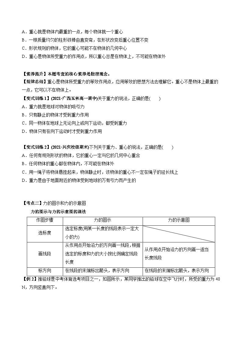 人教版必修第一册高一物理同步讲练测专题3.1重力与弹力(讲)(原卷版+解析)第2页