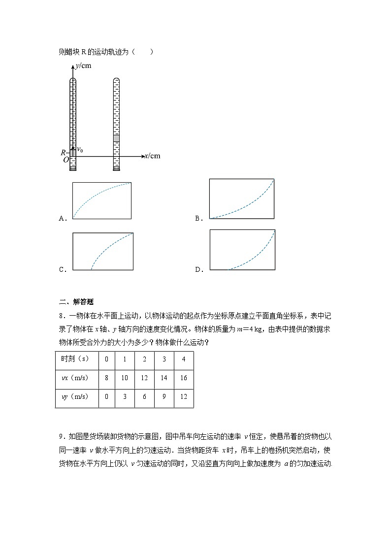 人教版2019必修第二册高一物理同步练习5.2运动的合成与分解(一)(原卷版+解析)第3页