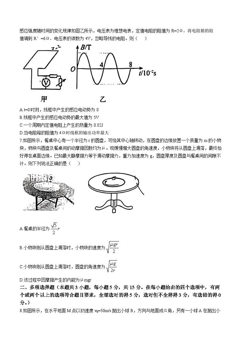 四川省眉山天府新区实验中学2023-2024学年高二下学期首届百人计划3月测试物理试卷(无答案)第3页