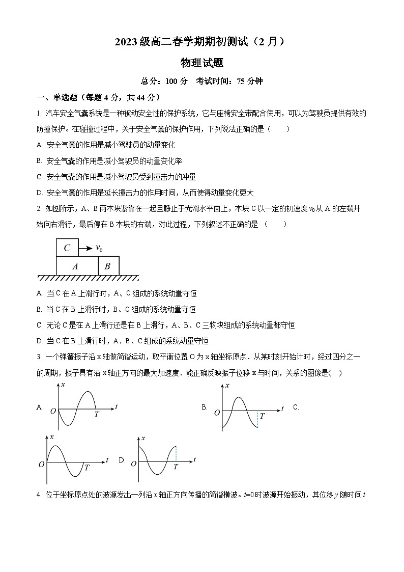 2024盐城建湖高级中学高二下学期期初测试（2月）物理含解析第1页