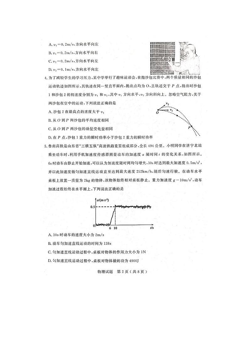 山东省济宁市2024届高三下学期一模考试  物理试题02