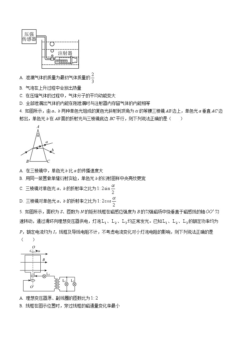 2024届河北省部分高中高三下学期一模物理试题02
