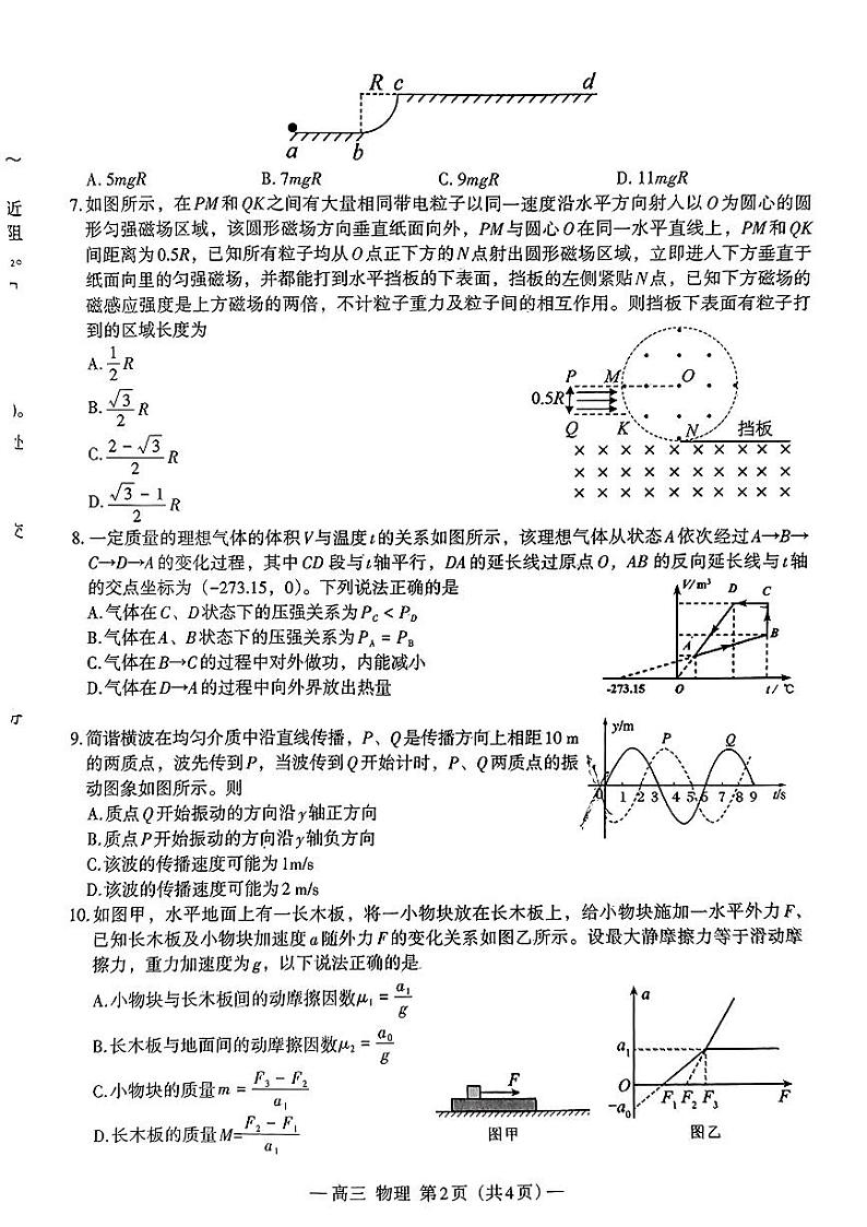 江西省南昌市2024届高三第一次模拟测试物理试卷及答案第2页