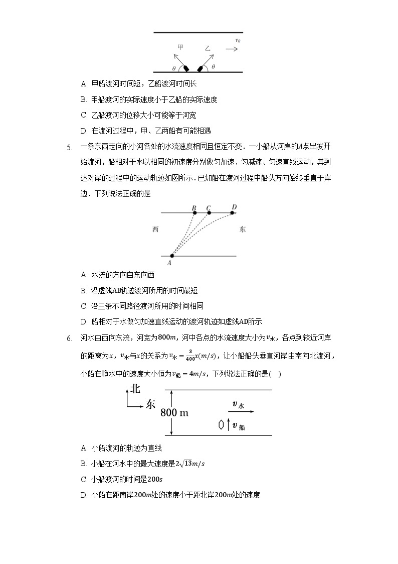 人教版必修第二册物理5.2 运动的合成与分解分层作业（原卷版)02