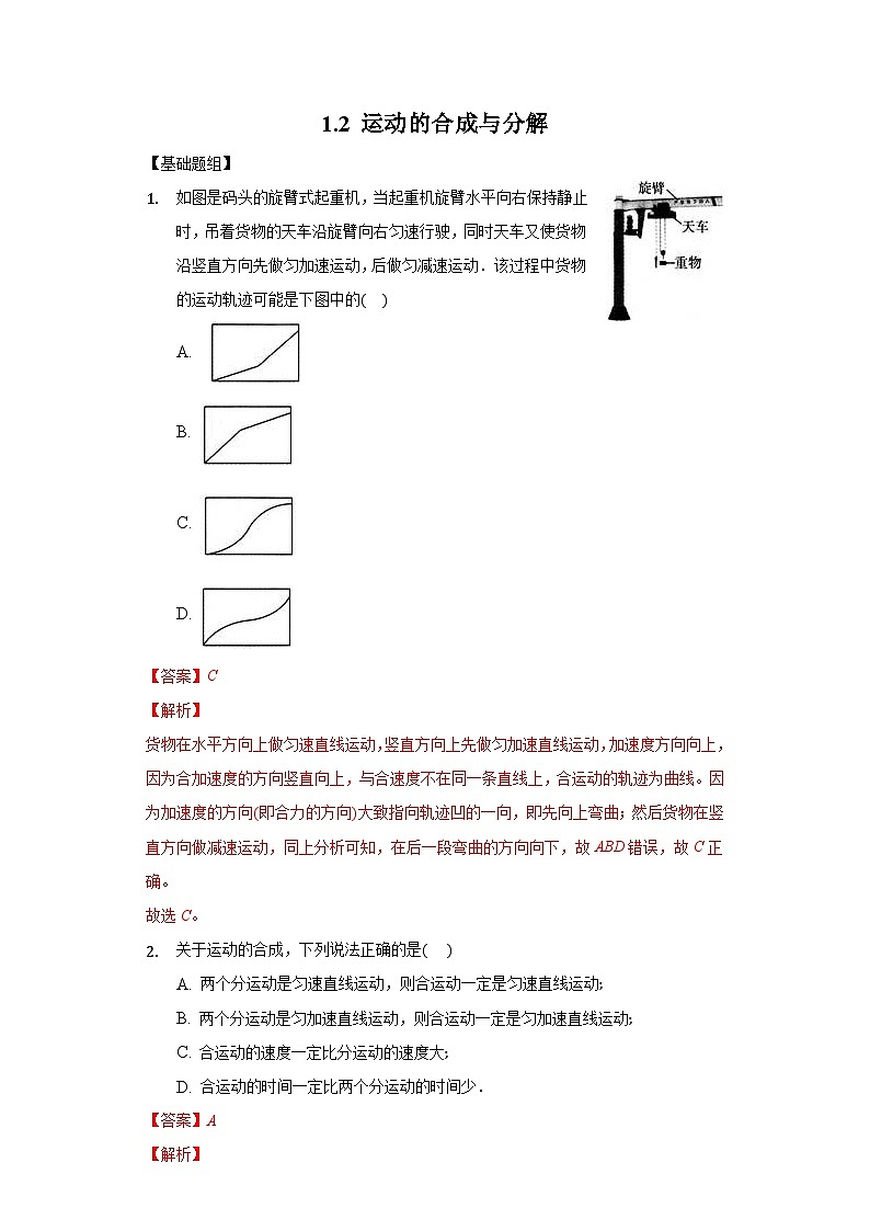 人教版必修第二册物理5.2 运动的合成与分解分层作业（解析版）第1页