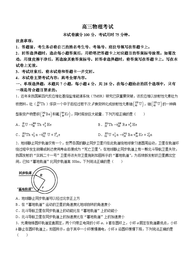 2024届河北省部分学校高三下学期一模考试物理试题01