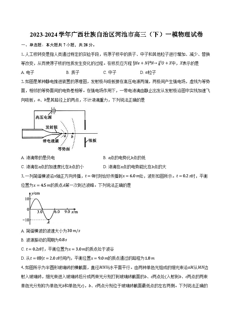2023-2024学年广西壮族自治区河池市高三（下）一模物理试卷（含解析）01