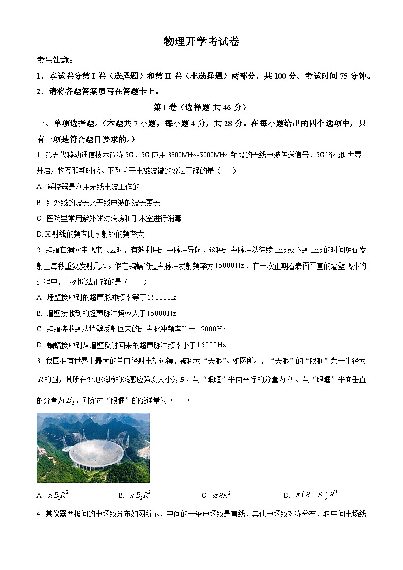 2024雅安部分学校高二下学期入学联考试题物理含答案01