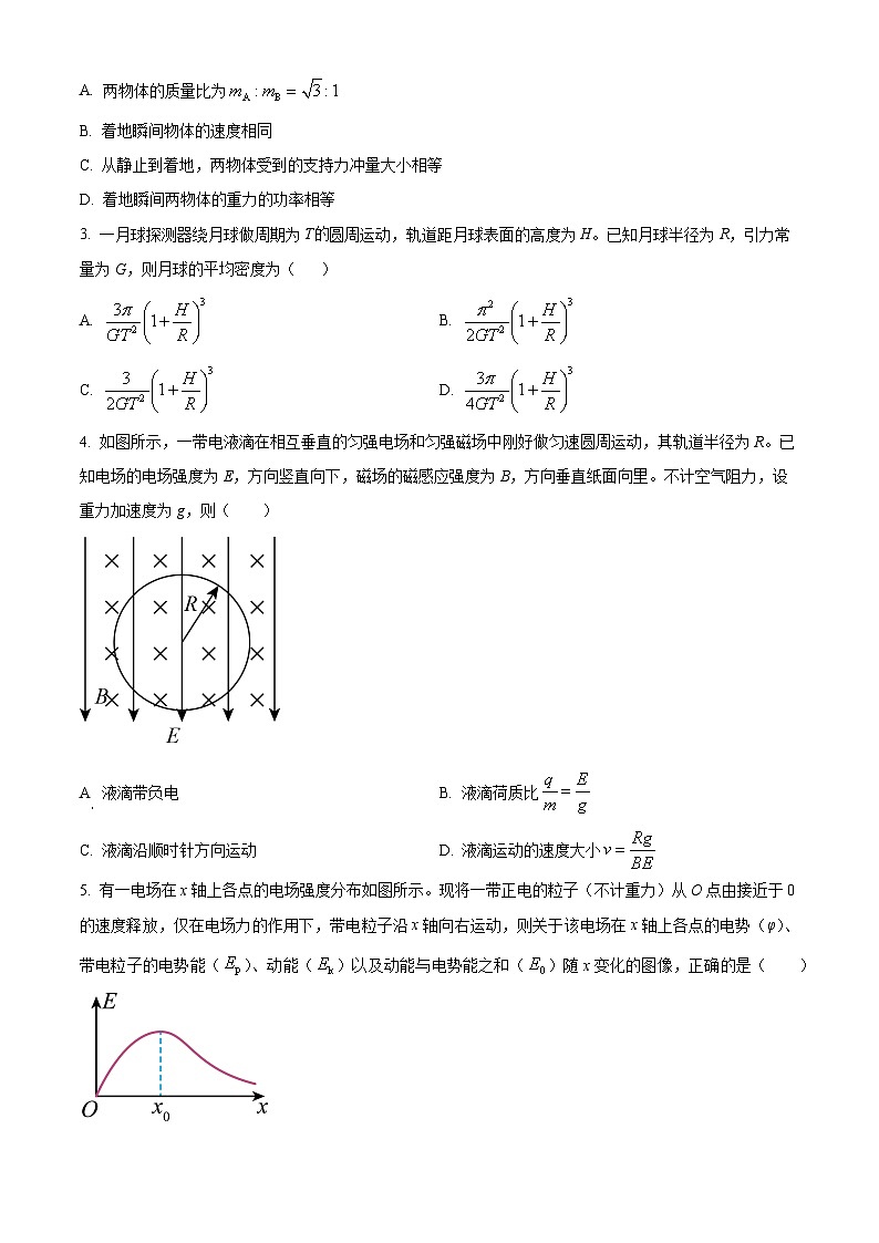 四川省绵阳南山中学实验学校2023-2024学年高三下学期入学考试理综试卷-高中物理（原卷版+解析版）02