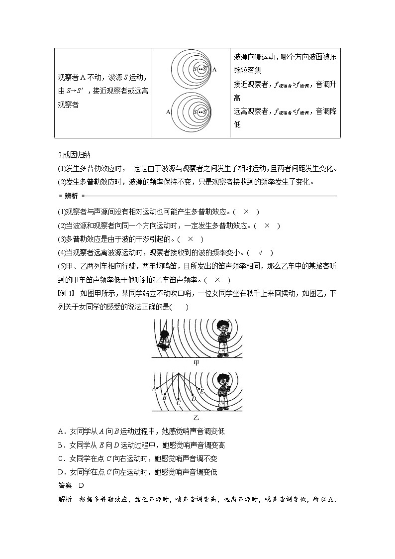 2024年高中物理新教材同步学案 选择性必修第一册 第3章 5　多普勒效应 (含解析)02
