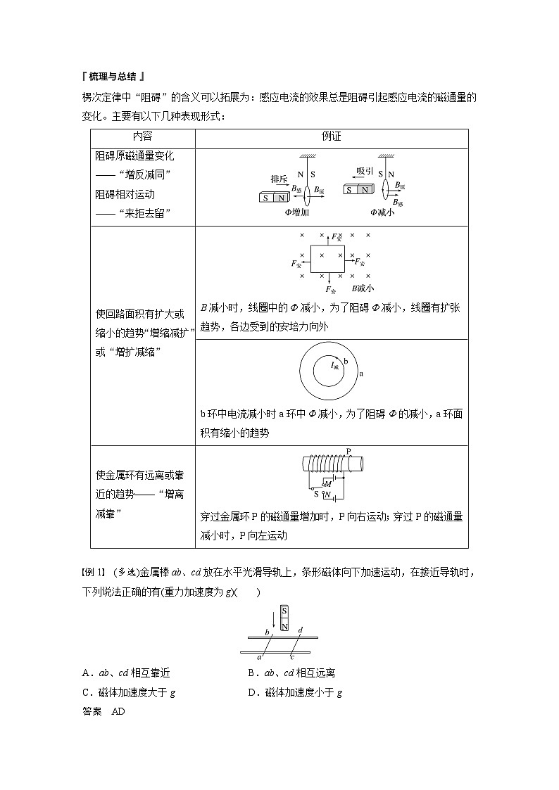 2024年高中物理新教材同步学案 选择性必修第二册  第2章 专题强化6　楞次定律的应用（含解析）02