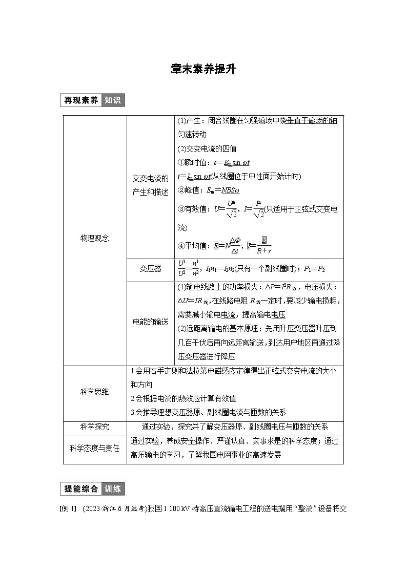 2024年高中物理新教材同步学案 选择性必修第二册  第3章 章末素养提升（含解析）01