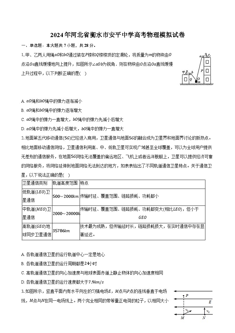 2024年河北省衡水市安平中学高考物理模拟试卷（含解析）01
