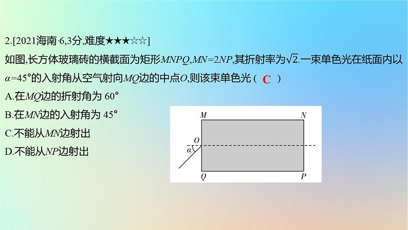 2025版高考物理一轮复习真题精练专题十四光学第33练光的折射与全反射课件第4页