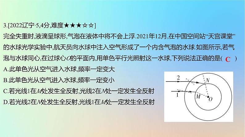 2025版高考物理一轮复习真题精练专题十四光学第33练光的折射与全反射课件第6页