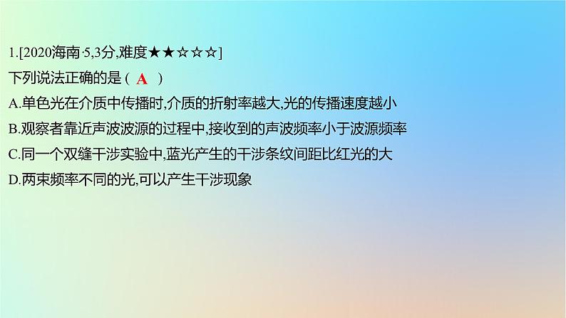 2025版高考物理一轮复习真题精练专题十四光学第34练光的波动性课件02