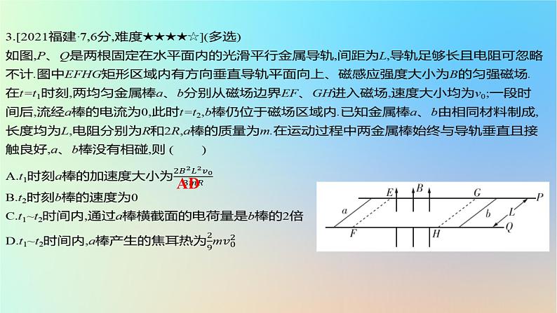 2025版高考物理一轮复习真题精练专题十一电磁感应第26练电磁感应中的“杆+导轨”模型课件06