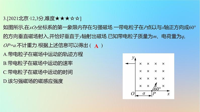 2025版高考物理一轮复习真题精练专题十磁场第23练带电粒子在有界匀强磁场中的运动课件第6页