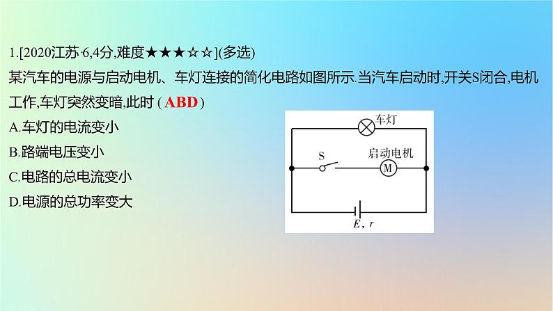 2025版高考物理一轮复习真题精练专题九恒定电流第21练电路的动态分析课件第2页