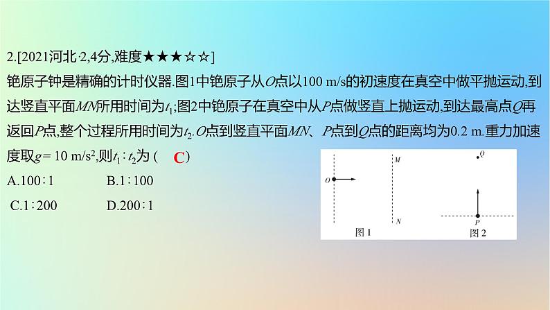 2025版高考物理一轮复习真题精练专题四曲线运动第8练平抛运动与斜抛运动课件第4页